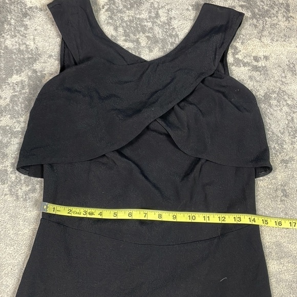 NWT Sandro Raviv Wrap Effect Crepe Dress LBD Sleeveless Cross Front Black Sz M - Picture 10 of 16